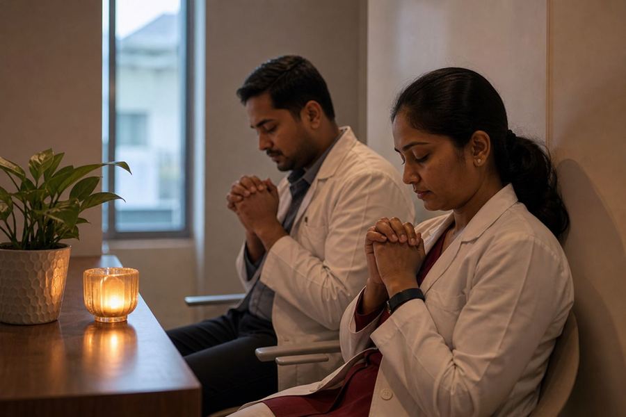Care team in a quiet day-30 wellness moment